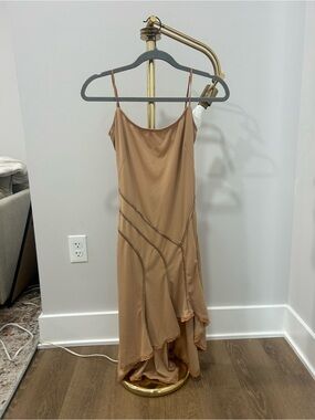 Rubber Ducky Productions, Inc. Tan Asymmetrical High-Low Slip Dress